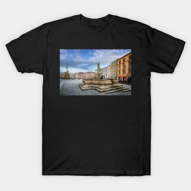 Neptune Fountain and the Marian column in Olomouc T-Shirt by mitzobs